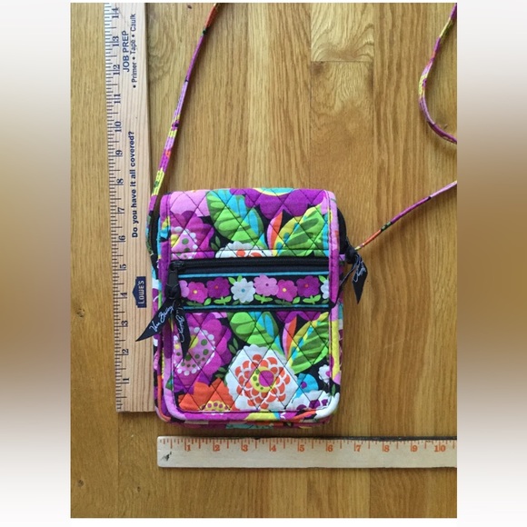 Vera Bradley Mini Hipster Crossbody Va Va Bloom Pink Purple Yellow Orgnizr Purse - Picture 4 of 6